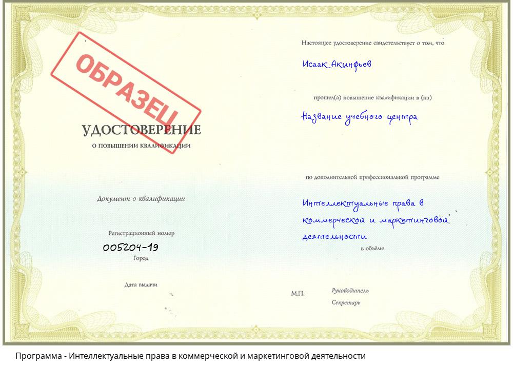 Интеллектуальные права в коммерческой и маркетинговой деятельности Наро-Фоминск