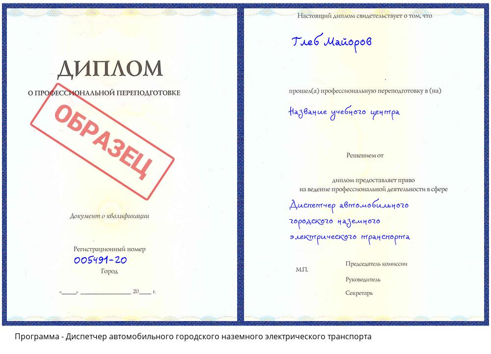 Диспетчер автомобильного городского наземного электрического транспорта Наро-Фоминск